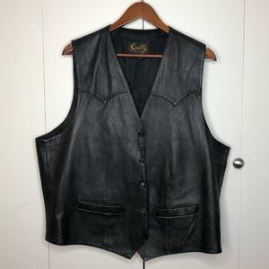 Vintage men’s 1980’s western black leather vest